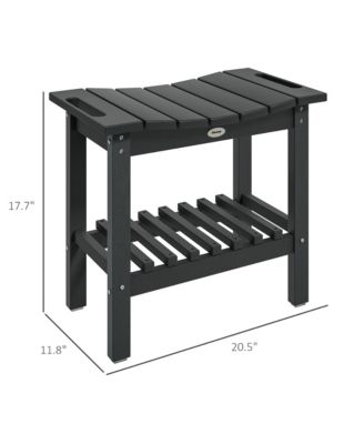 2-Tier Outdoor Side Table, Shower Bench with Handles