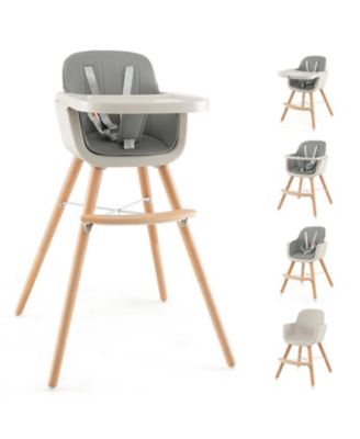 3-in-1 Convertible Wooden High Chair with Cushion