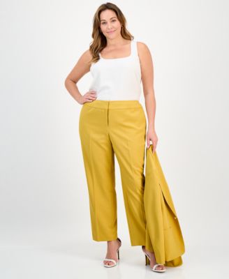 Plus Size Crepe One-Button Straight-Leg Pantsuit Set