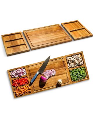 Cheer Collection Wood Cutting Board Set with Attachments - Macy's