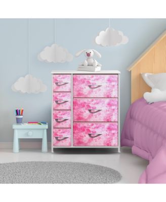 Dresser with 7 Drawers - Storage Chest Organizer with Steel Frame, Wood Top, Handles, Fabric Bins