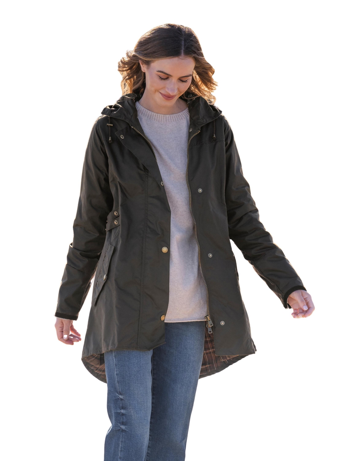 Women's Wax Riding Coat - Dark brown