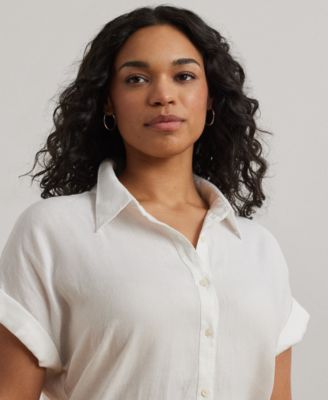 Plus Size Linen Dolman Sleeve Top 