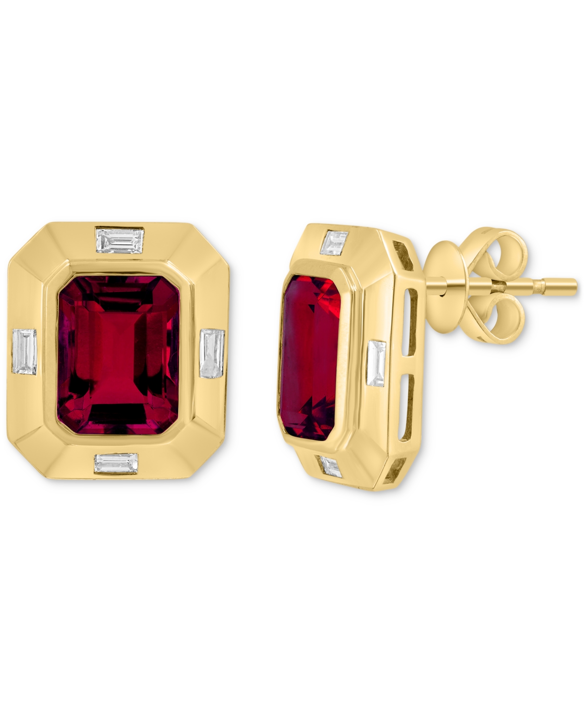 Effy Garnet (3-3/4 ct. t.w.) & White Topaz (1/4 ct. t.w.) Stud Earrings in 14k Gold - Multi Stone