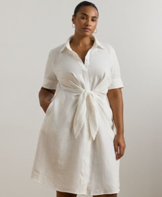 Plus-Size Linen Shirt Dress