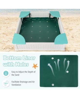 Kids Outdoor Sandbox with Oxford Cover and 4 Corner Seats