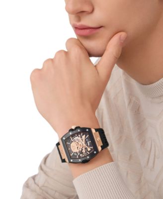 Men's Automatic The Skeleton 2.0 Black Silicone Strap Watch 44mm