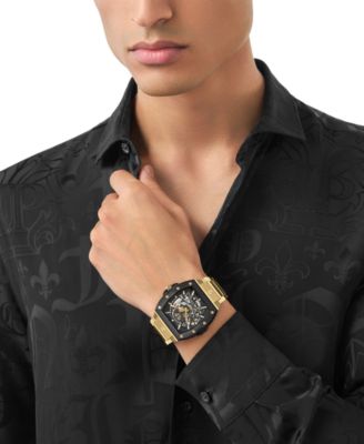 Men's Automatic The Skeleton 2.0 Gold Ion Plated Bracelet Watch 44mm