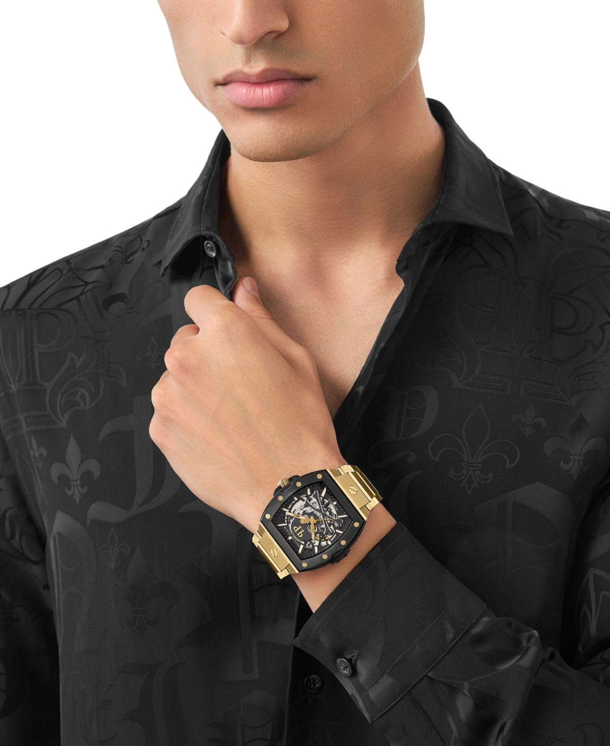 Philipp Plein Men's Automatic The Skeleton 2.0 Gold Ion Plated Bracelet Watch 44mm In Ip Yellow Gold