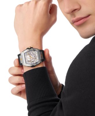 Men's Automatic The Skeleton 2.0 Black Silicone Strap Watch 44mm