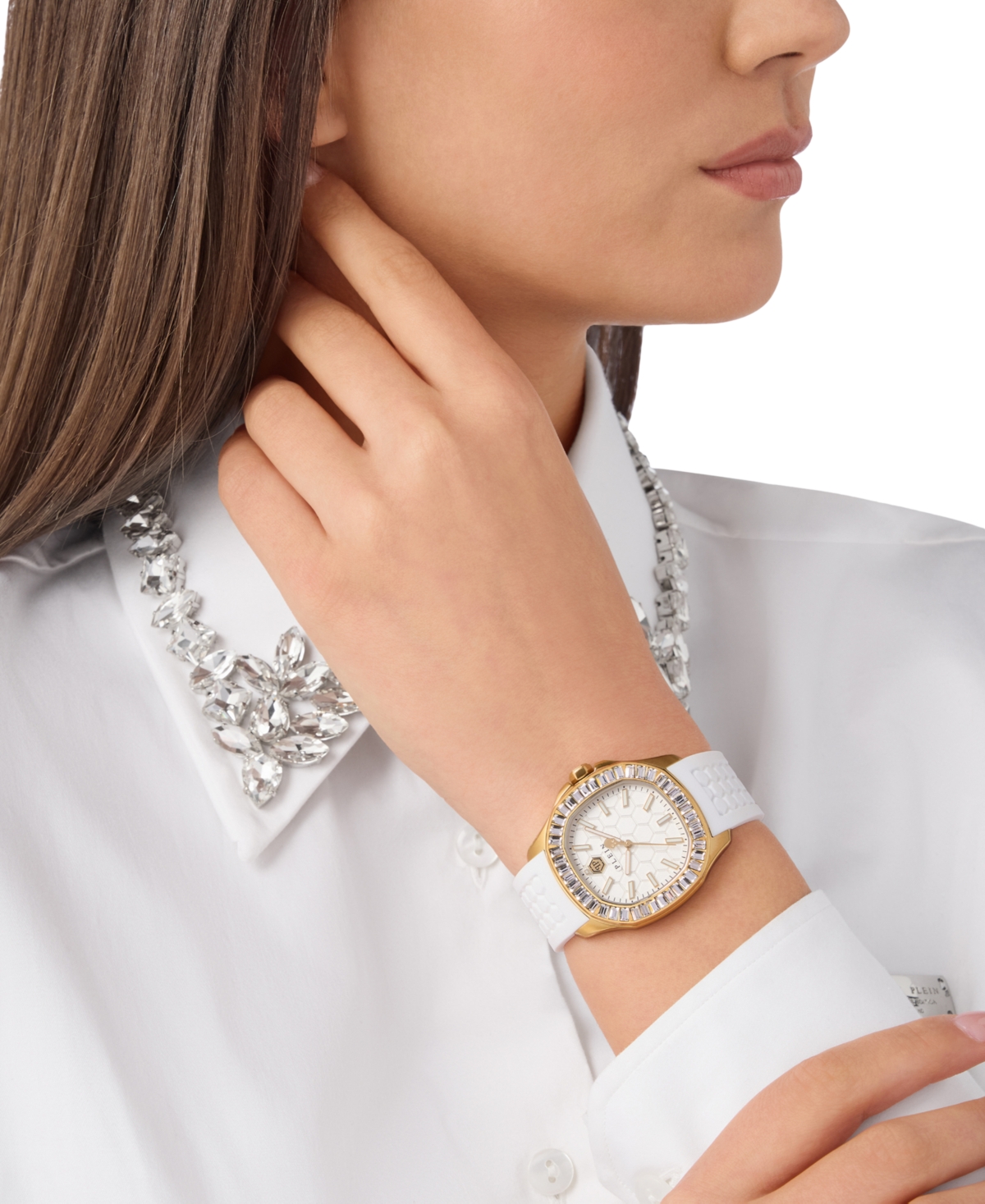 Philipp Plein Women's The Spectre Lady White Silicone Strap Watch 38mm In Ip Yellow Gold