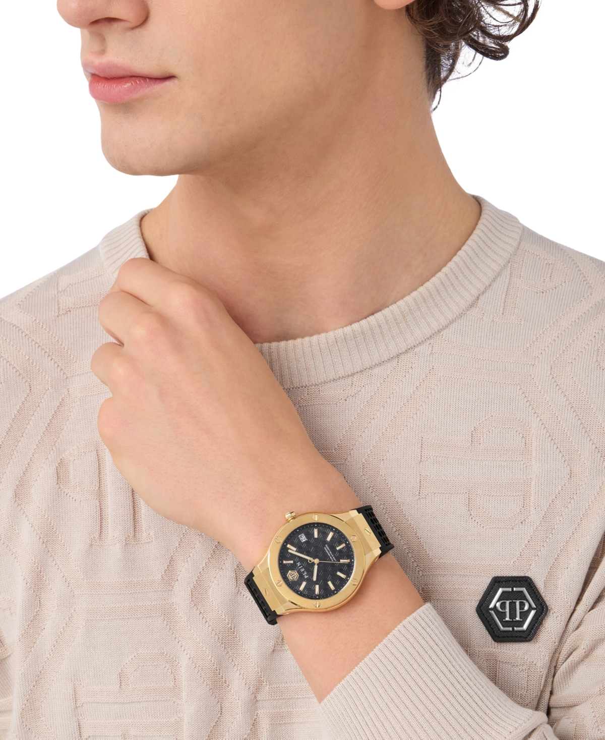 Philipp Plein Plein Underdog Silicone Watch In Ip Yellow Gold