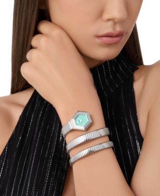 Women's Snake Hexagon Stainless Steel Wrap Bracelet Watch 28mm