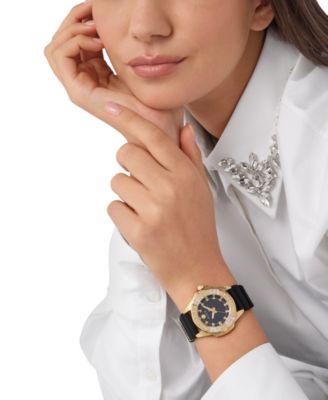 Women's Majesty Black Silicone Strap Watch 38mm