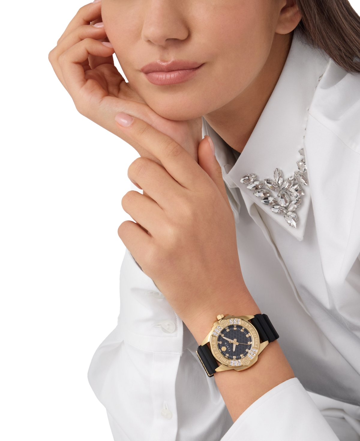 Philipp Plein Plein Majesty Crystal Watch In Ip Yellow Gold