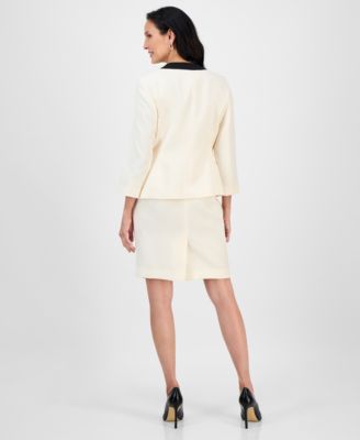 Women's Tipped 3/4-Sleeve Jacket And Skirt Suit Set, Regular & Petite 