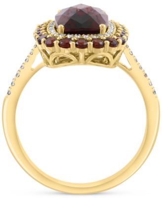EFFY&reg; Garnet (4-1/3 ct. t.w.) & Diamond (1/5 ct. t.w.) Halo Ring in 14k Gold