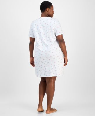 Plus Size Cotton Essential Henley Sleep Shirt, Exclusively at Macy's