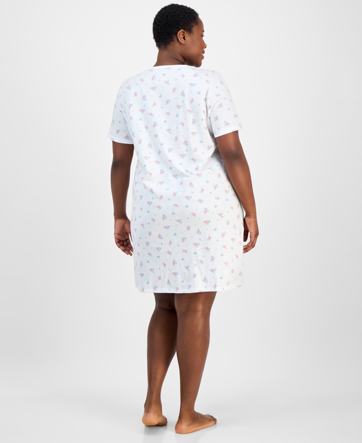 CHARTER CLUB PLUS SIZE COTTON ESSENTIAL HENLEY SLEEP SHIRT, EXCLUSIVELY AT MACY'S 