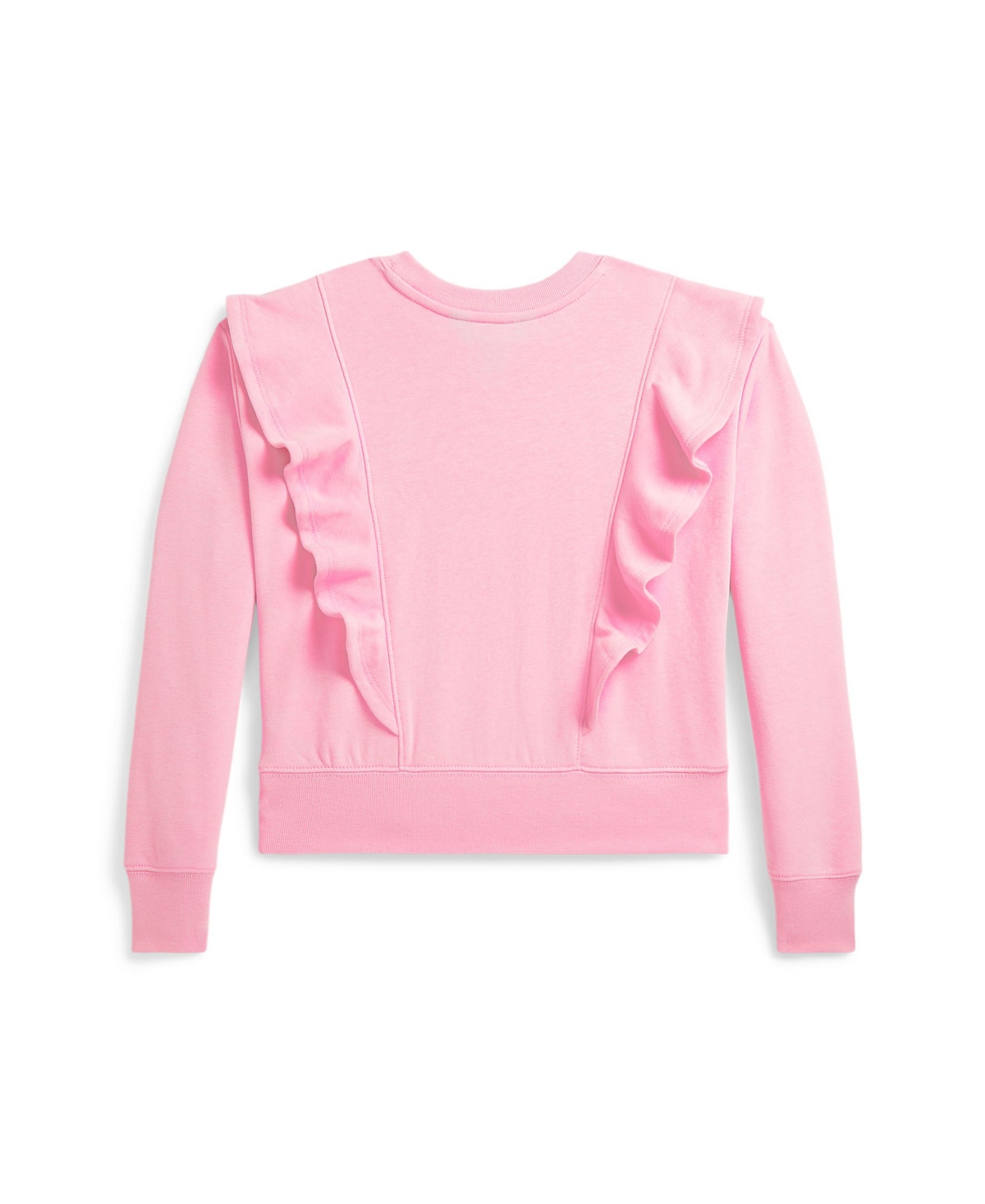 Polo Ralph Lauren Big Girls Ruffled French Terry Sweatshirt In Caramel Pink,harbor Island Blue
