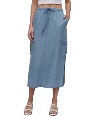 Women's Chambray Cargo Midi Skirt