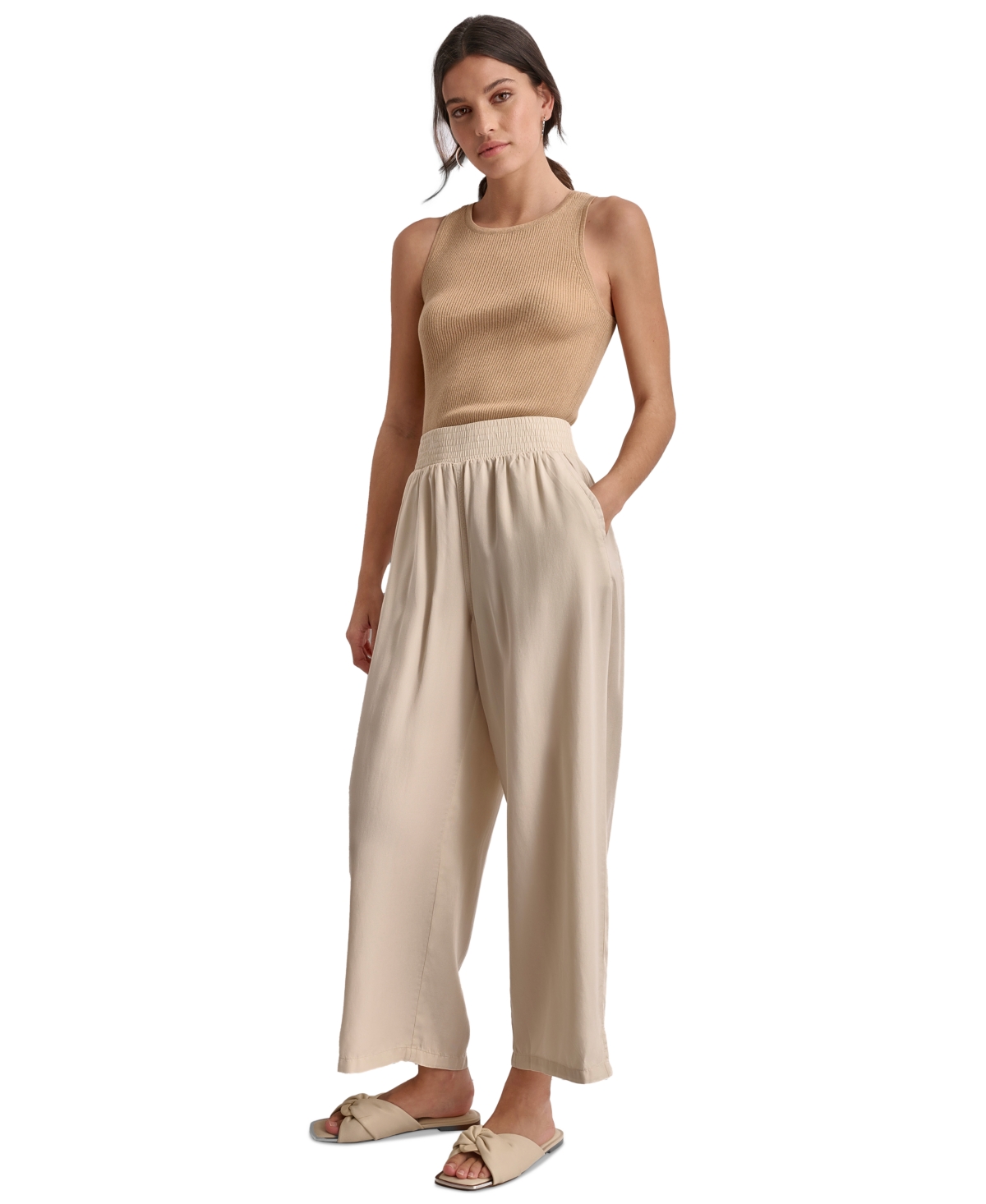 DKNY JEANS WOMEN'S PULL-ON WIDE-LEG ANKLE PANTS 