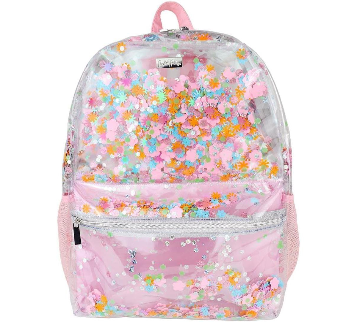 Flower Shop Clear Backpack Women's Fashion Book Bag For Ladies at School, Work, Travel, and the Beach (Medium - Pink