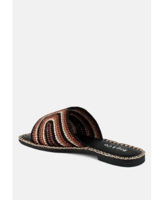 Rag and Co Womens Kente Patterned Raffia Slip-On Flats