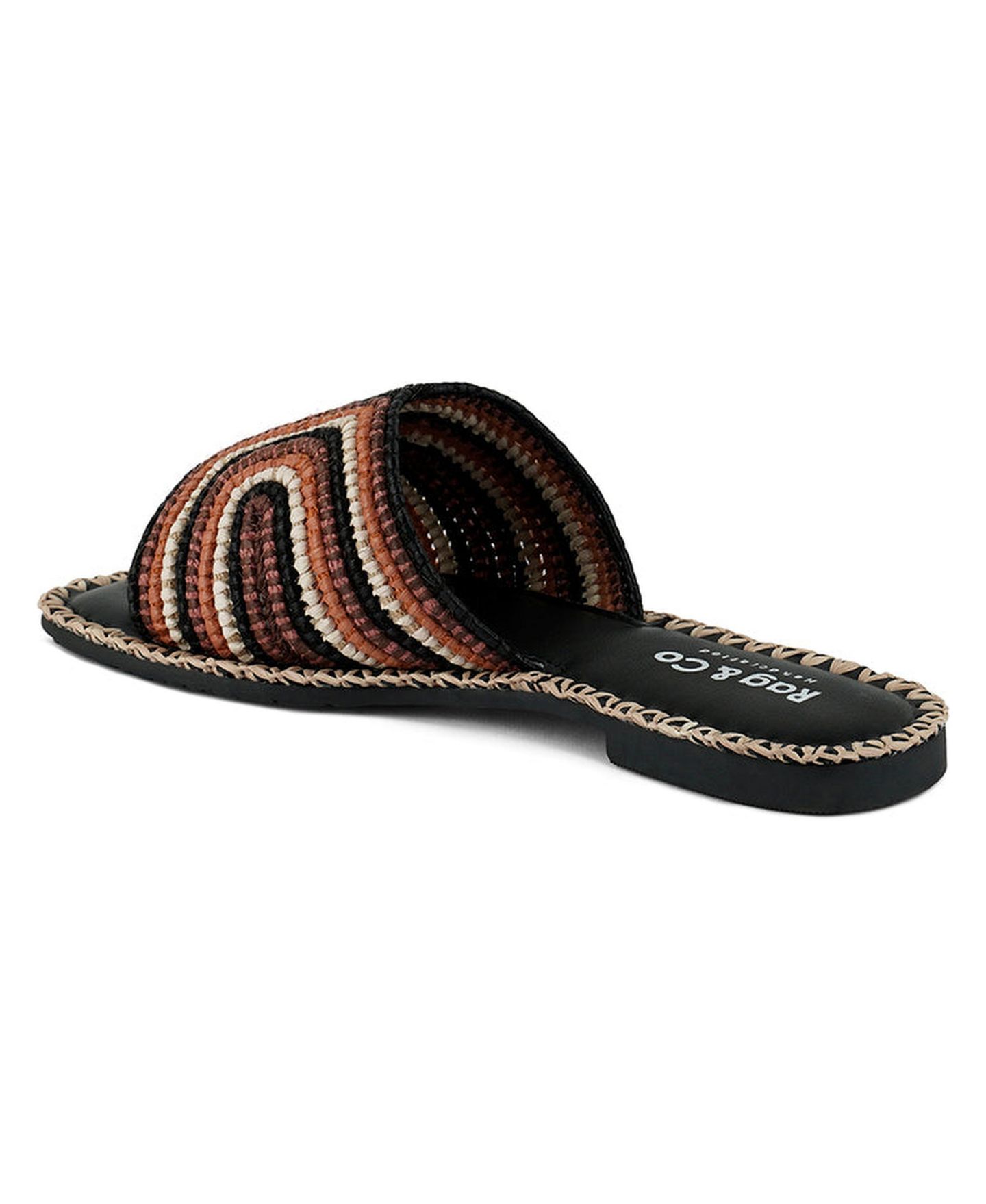 Женские балетки Rag & Co Kente Patterned Raffia Slip-On, цвет: Чёрный — фото 2