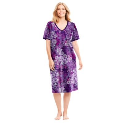 Women's Dreams and Co. V-Neck Short Sleeve Short T-Shirt Lounger