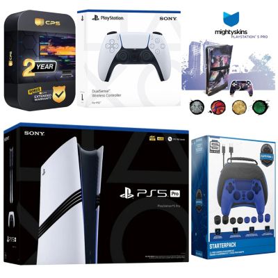 PlayStation 5 Pro with Extra Controller, Pro Gamer Starter Kit and MightySkins Decal Voucher Plus 2 Year CPS Extended Warranty