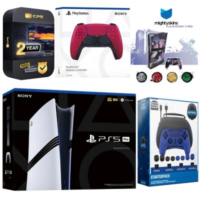 PlayStation 5 Pro with Extra Controller, Pro Gamer Starter Kit and MightySkins Decal Voucher Plus 2 Year CPS Extended Warranty