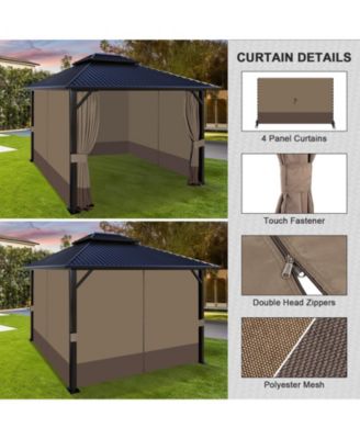 12' x 16' Gazebo Curtain Set Protecting Privacy Side Walls 4 Panels,Curtain Only