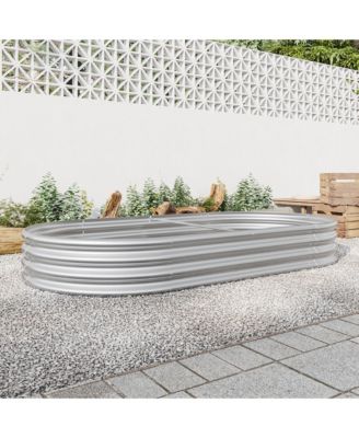 Raised Garden Bed Outdoor, Oval Large Metal Raised Planter Bed for for Plants, Vegetables, and Flowers - Silver 88.99"x 44.68" x 11.42'