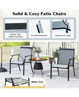 4 Piece Patio Dining Chairs Large Outdoor Chairs with Breathable Seat and Metal Frame