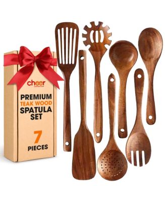 Cheer Collection 7 Piece Wooden Spatula Set - Macy's