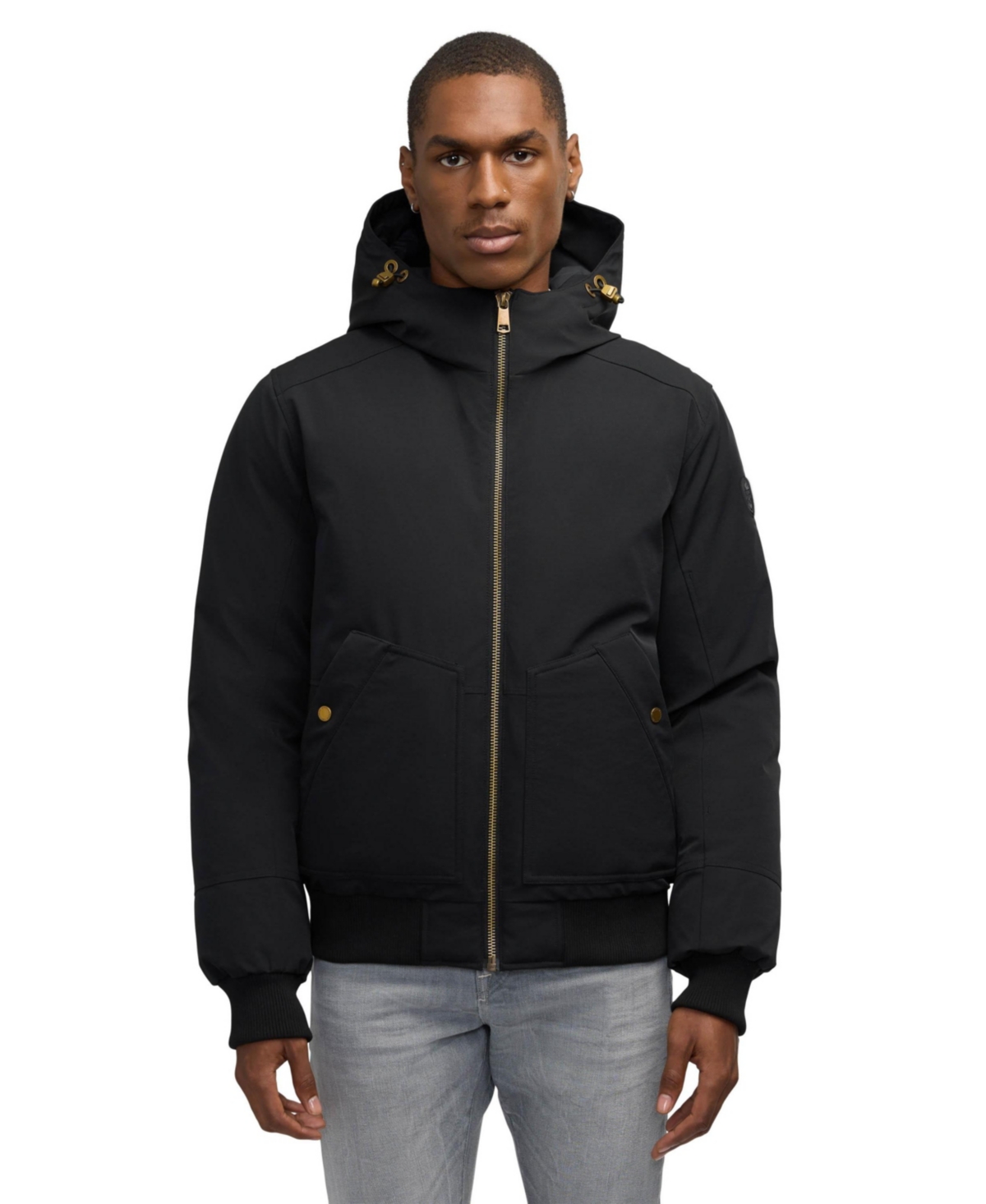 Pajar Pine Bomber With Fixed Hood And Detachable Fur Trim In Black