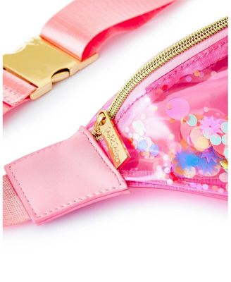 Clear Pink Confetti Belt Bag, Fashionable Designer Fanny Pack For Women