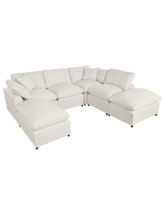 Modern Large U-Shape Sectional Sofa, 2 Large Chaise with Removable Ottomans for Living Room