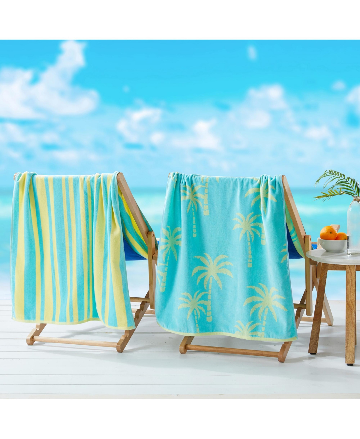 Linery & Co. 100% Cotton Jacquard 2 Pack Summer Beach Towels