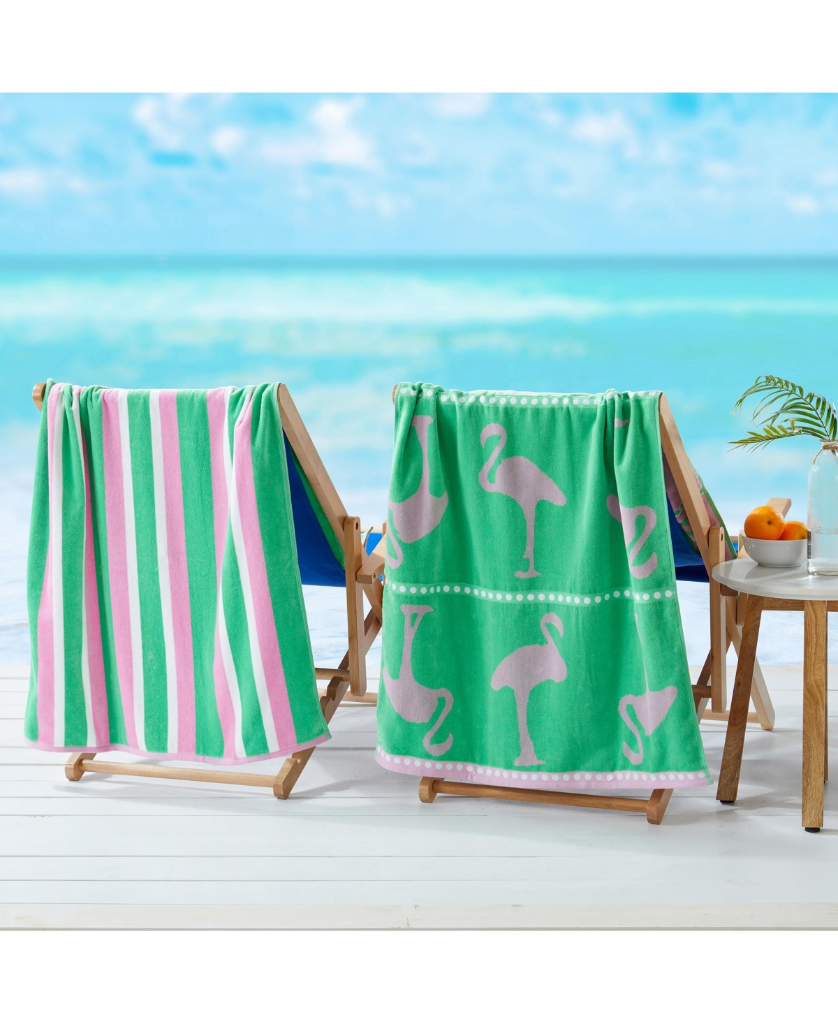 Linery & Co. 100% Cotton Jacquard 2 Pack Summer Beach Towels