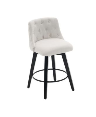  Set of 2  Linen Upholstered, Tufted Back  25" Swivel   Counter Height Stools