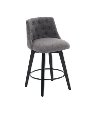  Set of 2  Linen Upholstered, Tufted Back  25" Swivel   Counter Height Stools