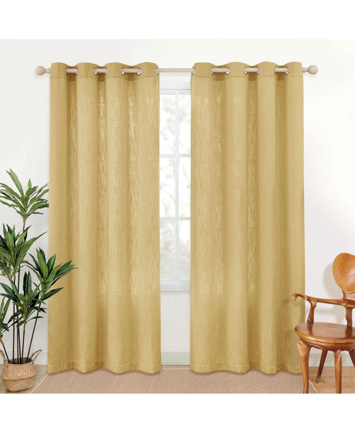Linen Blend Privacy and Light Filtering Texture Grommet Pair(2 Panels) - Navy
