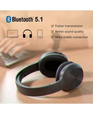 Bluetooth Over-Ear Headphones, 30H Playtime, Deep Bass, Built-in Mic for Travel/Work