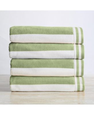 Linery and Co. 100% Cotton Velour Cabana Stripe 4-Pc. Beach Towel Set, 35" x 70"