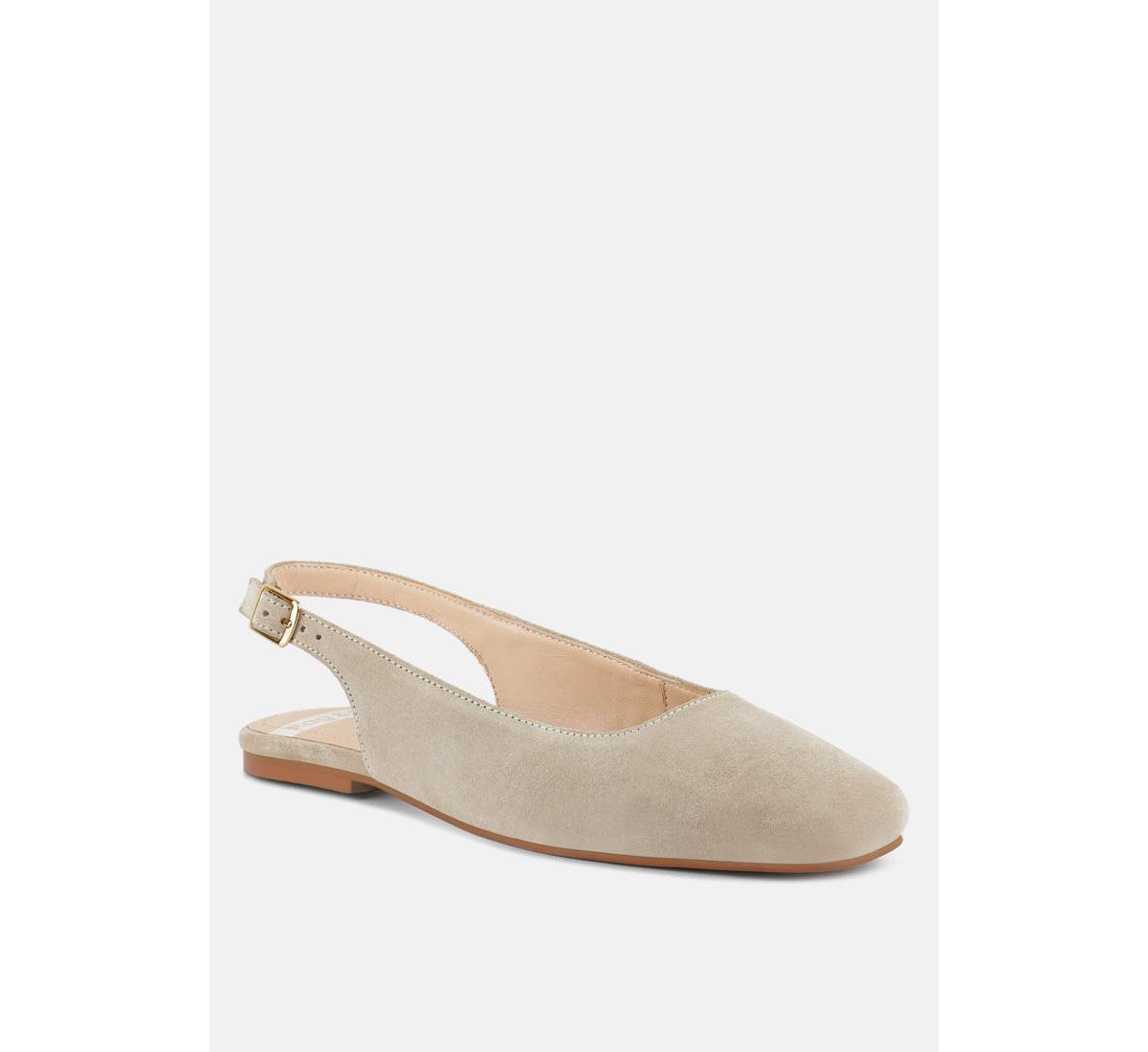 Sozani Genuine Suede Leather Slingback Flats - Fuchsia