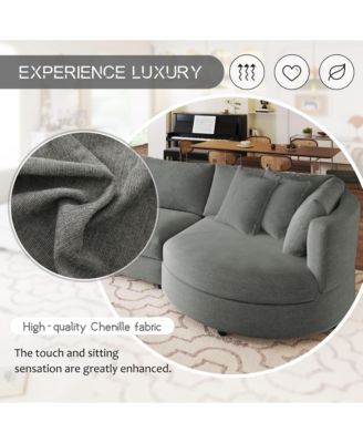 Three Indoor Cushioned Combination Sofas with Three Pillows and Curved Seat, for Living Room, Study Room, and Apartment