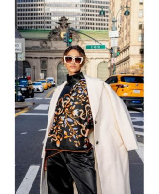 Double Sided Wool Silk Scarf Of Night's Enchanted Garden