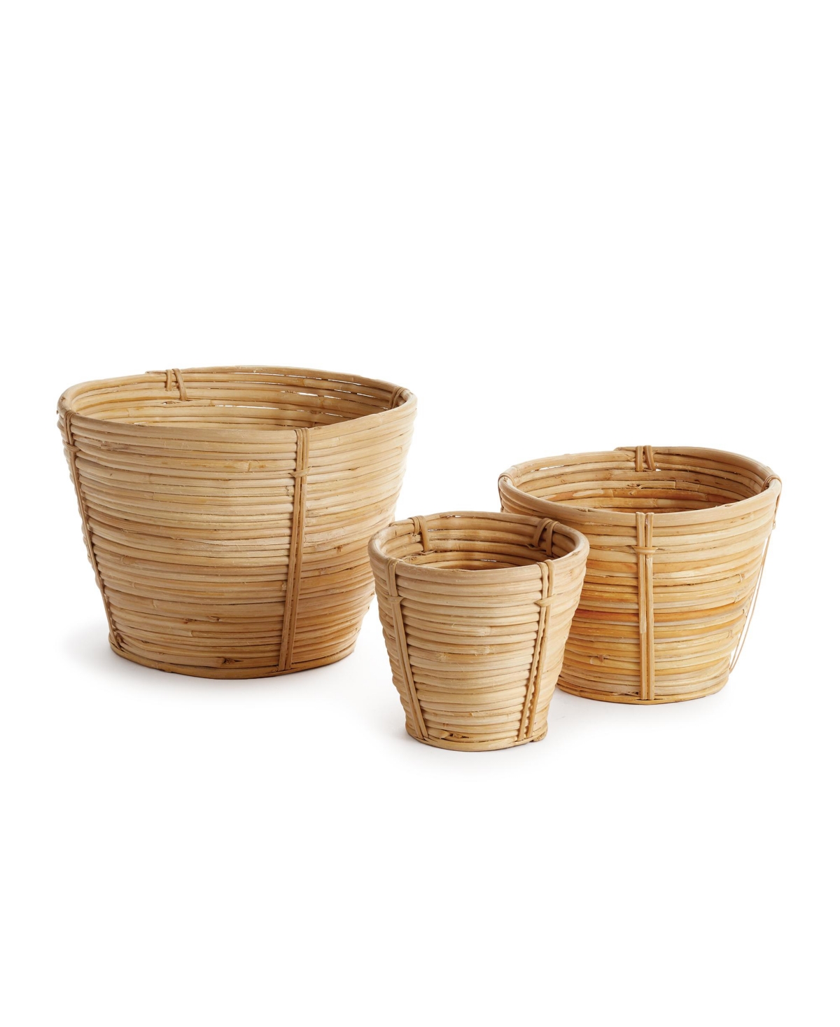 Cane Rattan Mini Round Baskets, Set Of 3 - Natural